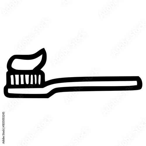 doodle toothbrush illustration hand drawn outline vector