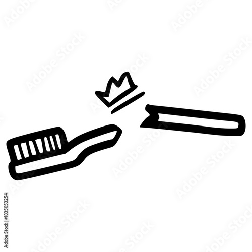 doodle broken toothbrush illustration hand drawn outline vector