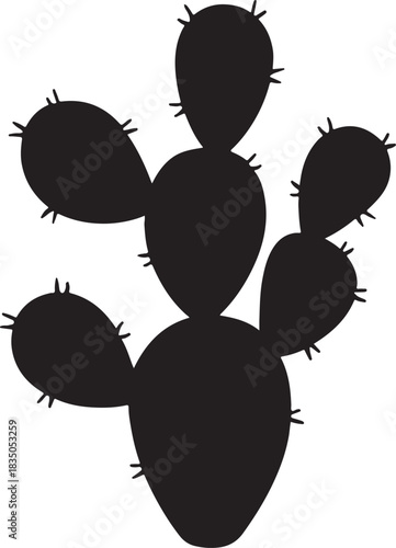 Foto Black silhouette of a prickly pear cactus