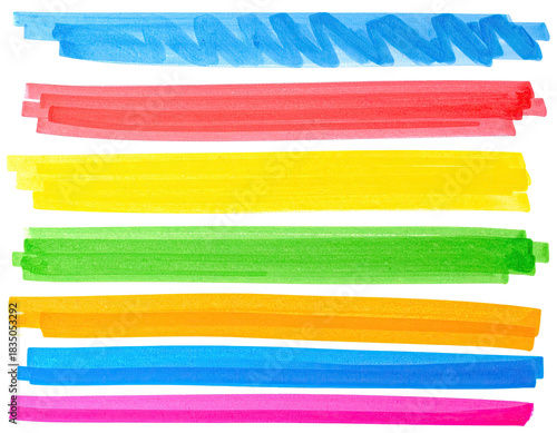 Watercolor style strokes in colorful horizontal lines