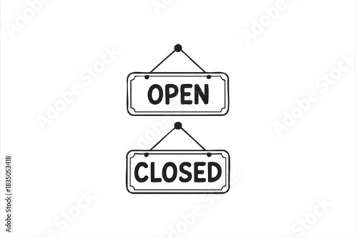 Open and Closed Door Sign Icon for Retail and Service Businesses
