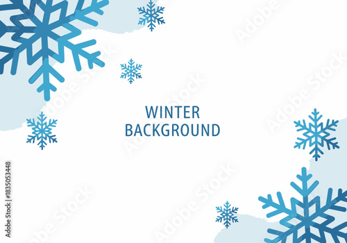 Blue Snowflake Designs on White Background for Winter Season.