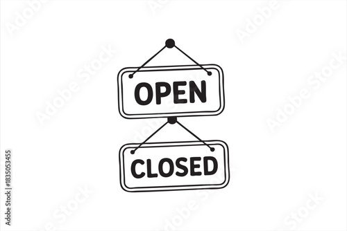 Business Hours Open Closed Vector Sign for Storefront UI Design