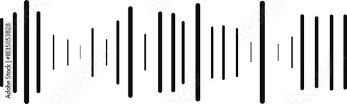 Sound Wave Audio Equalizer Vector | Black Minimal Waveform Line Art | Music Beat Bar Illustration for Poster, UI, Podcast, DJ Background & Audio Spectrum Design