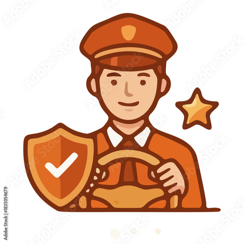 Driver Safety Illustration Secure Driving, Professional Chauffeur