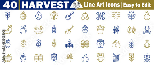 Collection of various agriculture and farming icons suitable for harvest season design vector illustration. 