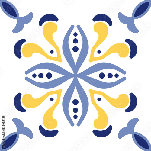 Tile seamless pattern design. With colourful motifs background.