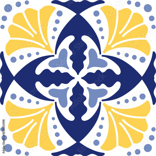 Tile seamless pattern design. With colourful motifs background.