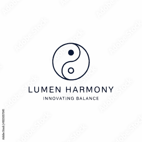 Minimalist Lumen Harmony Logo with Yin Yang Symbol.