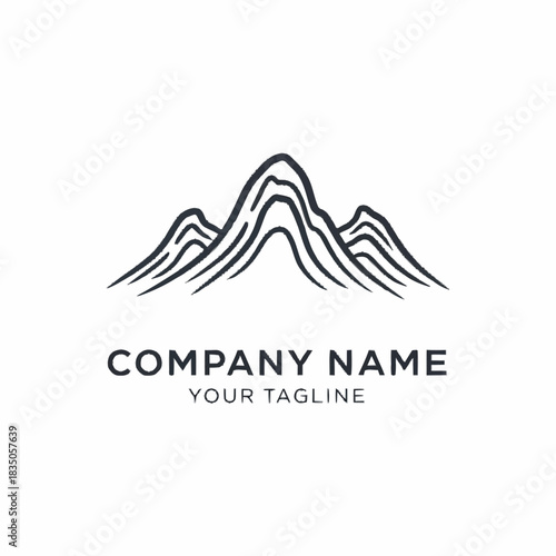 Stylized Mountain Range Logo Design.