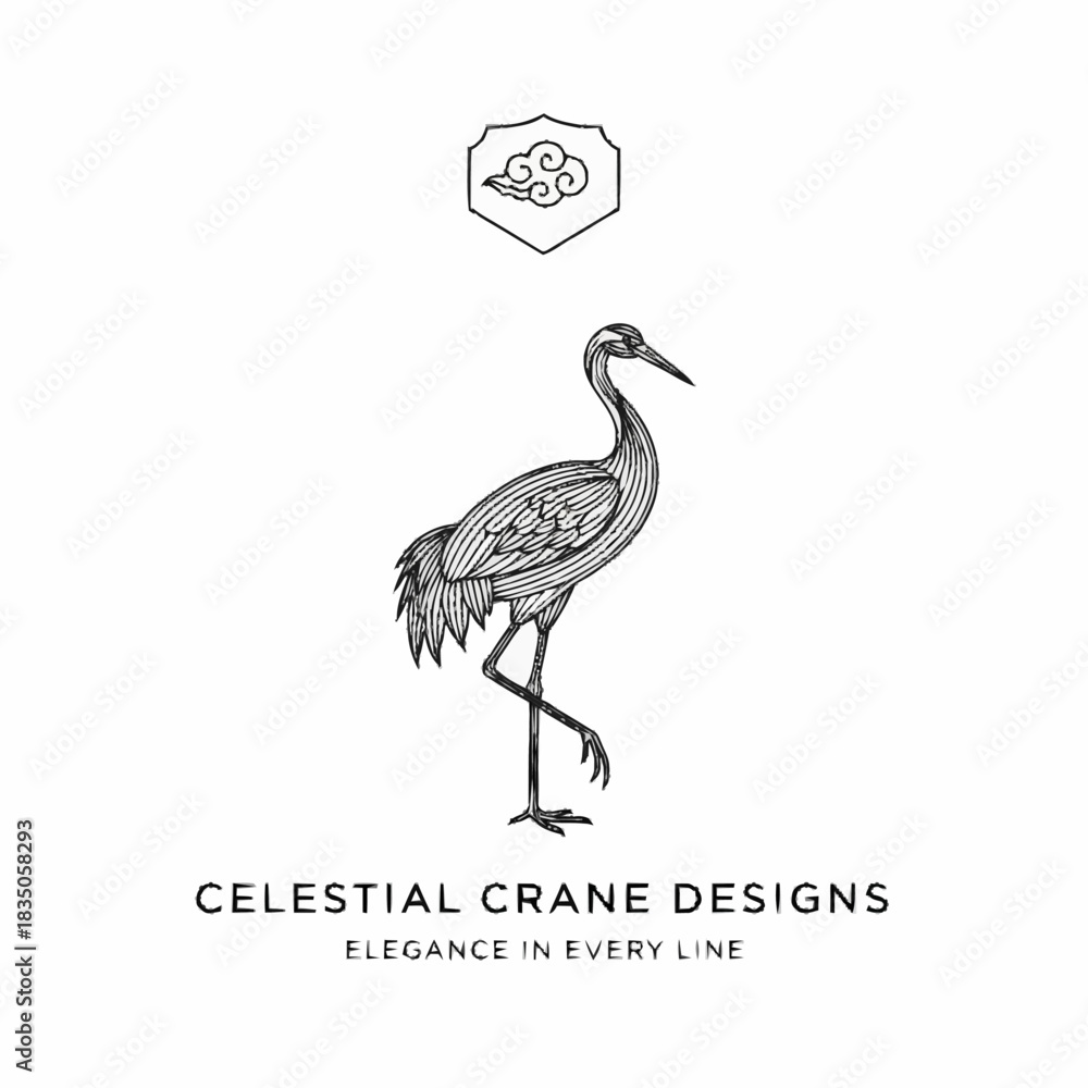 Fototapeta premium Elegant Crane Design - A Symbol of Celestial Beauty and Graceful Artistry.