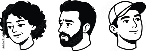 Black and white headshot doodle illustration