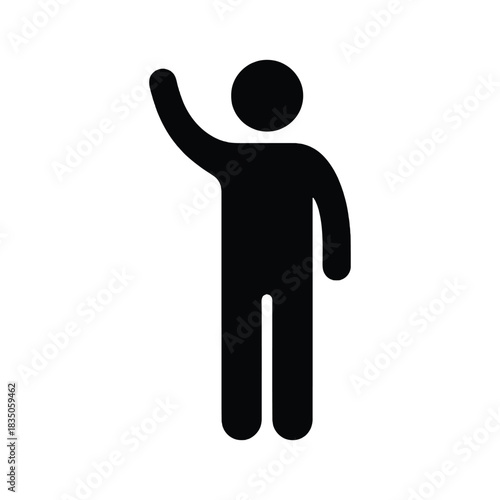 Simple black silhouette of a person waving their arm upwards