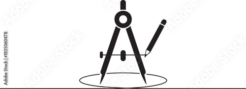 A drawing compass with a pencil attachment creating a perfect circle