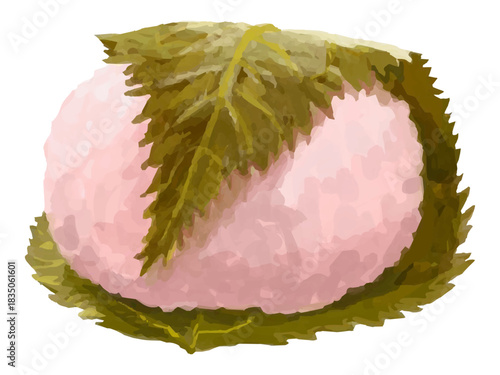 桜餅(道明寺)のベクターイラスト 和菓子 ひな祭り