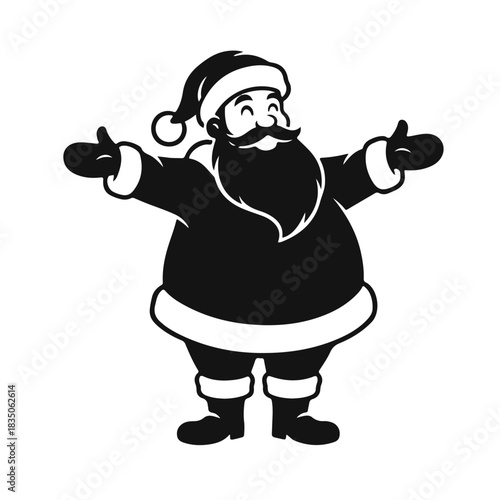 Santa Claus silhouette with beard and mustache, a classic holiday look. Santa silhouette, Santa icon, Christmas figurine, holiday symbol, holiday art