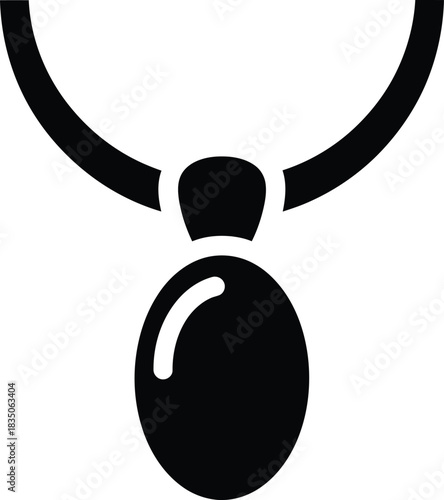 Black silhouette of a pendant necklace on a white background jewelry accessory