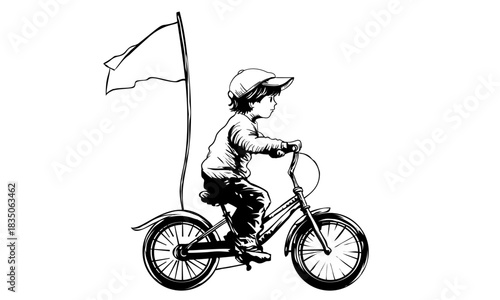 Vector illustration boy on a bicycle