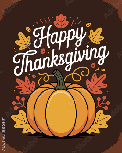 Elegant Thanksgiving Design with Pumpkin and Fall Decorations