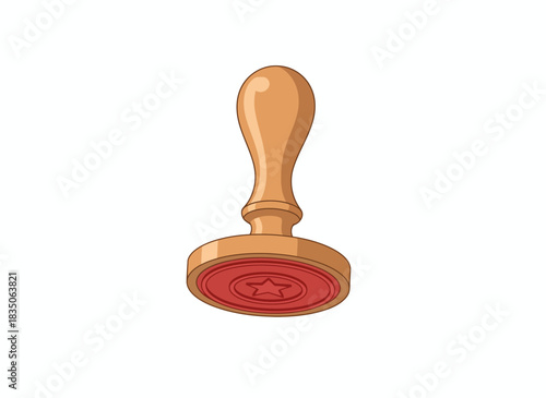 Wooden Stamp with Star Shape Design for Official Document Approval