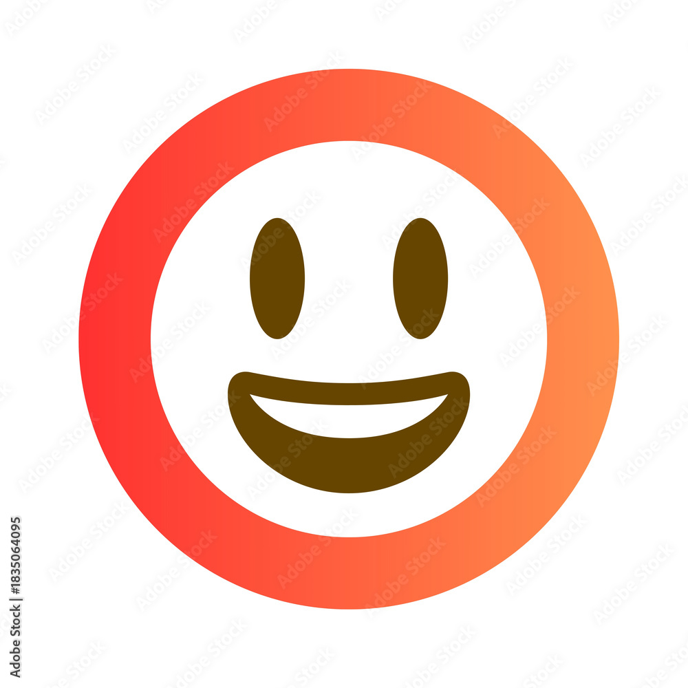 Fototapeta premium Happy smiley face icon with a gradient orange circle border