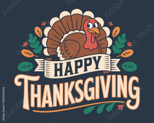 Happy Thanksgiving Turkey Graphic Design for Festive Celebrations