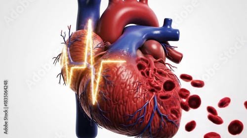 Wallpaper Mural Anatomical heart model with electrocardiogram overlay depicting cardiovascular function Torontodigital.ca
