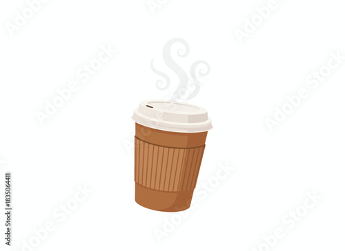 A steamy hot beverage in a disposable cup, perfect for a morning pick-me-up or a cozy afternoon break