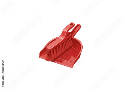 Red Dustpan and Brush Set for Cleaning Home Surfaces and Maintaining Cleanliness