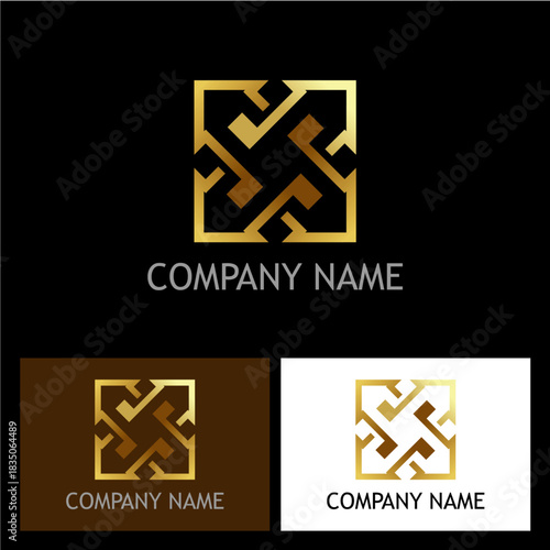 Elegant Geometric Monogram for Brand Identity, Demonstrating Modern Design, Sophistication, and Versatility in Three Distinct Color Palettes Suitable for Corporate Logo