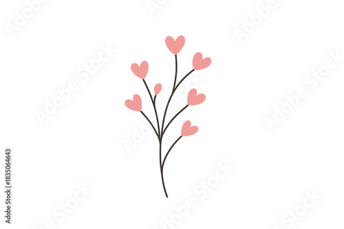 a neck with six small erysipelas hearts instead of flowers. The stem and thin needles are dark brown, the heart is soft brown, the style is very simple, sweet and romantic.