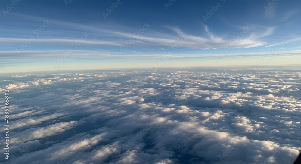 Naklejka premium The intricate, wispy patterns of jet stream clouds.