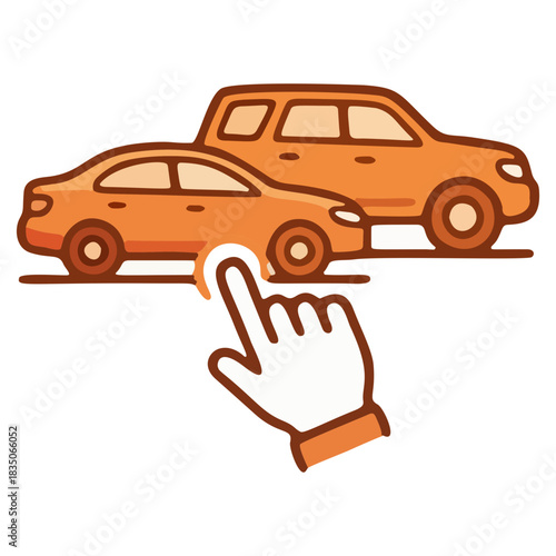 Car Selection Icon Choosing Vehicle, Hand Pointing, Auto, Vector