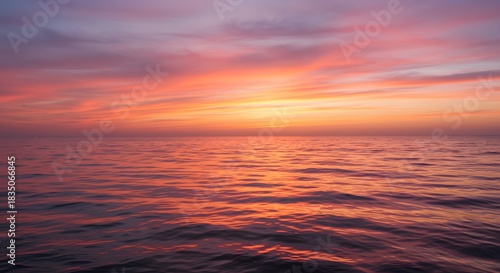 The soft, pink and orange hues of a nautical twilight.