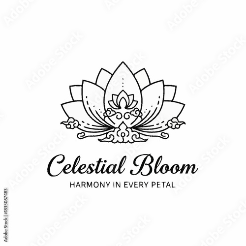 Elegant Lotus Flower Logo Design Celestial Bloom Harmony.