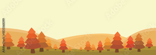 Minimalist style autumn forest landscape vector illustration banner