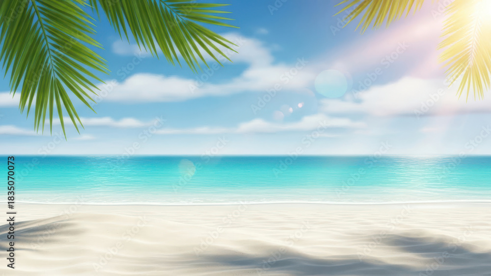 Obraz premium Beautiful tropical beach with turquoise water and palm trees vacation