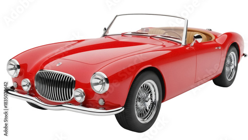 Photos Classic red convertible car isolated PNG on transparent background, vintage auto