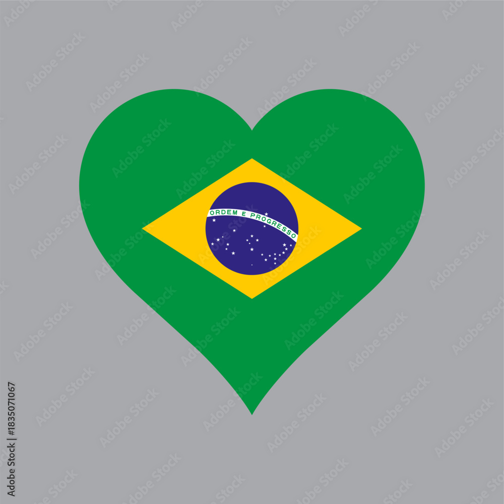 Obraz premium BRAZIL logo Heart Shaped World flag Nation vector design