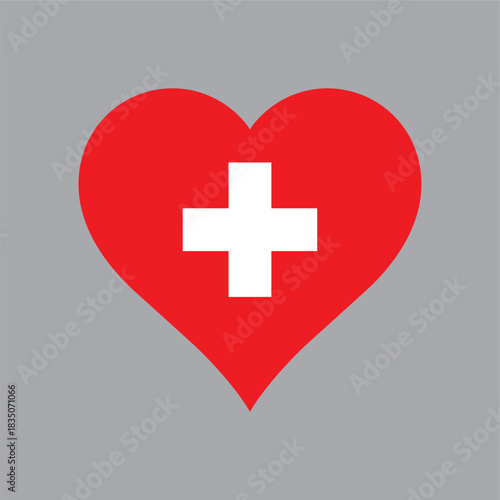 switzerland logo Heart Shaped World flag Nation vector design