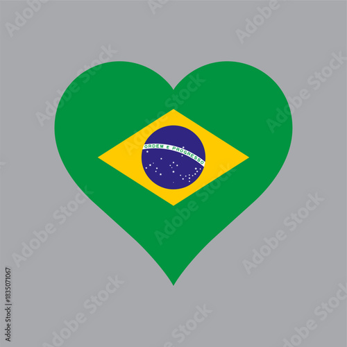 BRAZIL logo Heart Shaped World flag Nation vector design