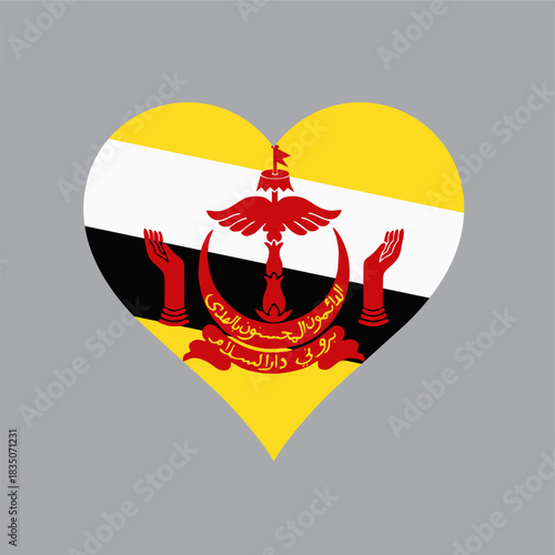 BRUNEI logo Heart Shaped World flag Nation vector design