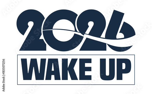 Stylish 2026 WAKEUP text in a modern, dark blue, solid font. The number 2026 is creatively stylized with flowing curves, sitting above the capitalized word "BUDGET" enclosed 