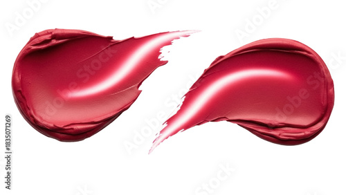 Burgundy lipstick smear isolated on transparent background, creamy texture swatch for makeup and beauty product design PNG