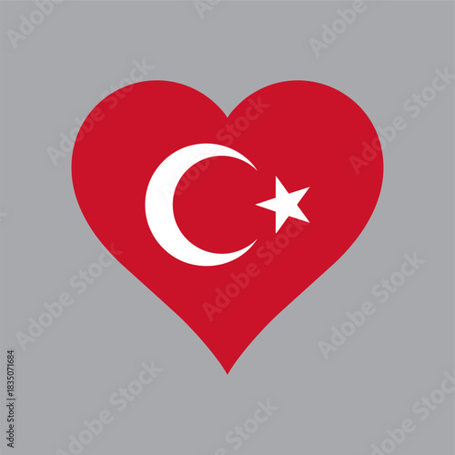 Turkiye logo Heart Shaped World flag Nation vector design