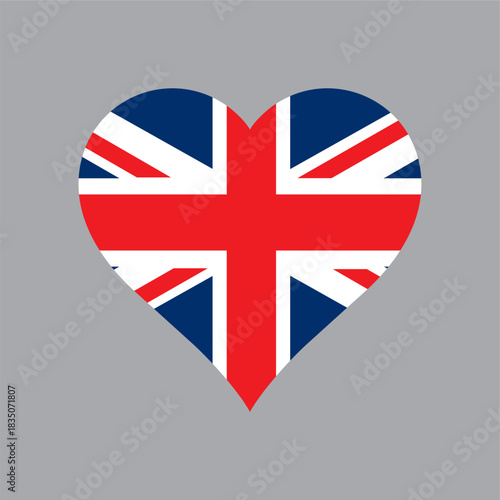 UK logo Heart Shaped World flag Nation vector design