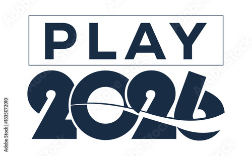 Stylish 2026 PLAY text in a modern, dark blue, solid font. The number 2026 is creatively stylized with flowing curves, sitting above the capitalized word "BUDGET" enclosed 