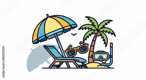Tropical beach vacation essentials as a concept for summer holidays and travel relaxation