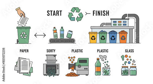 Recycling Process From Waste to New Products.