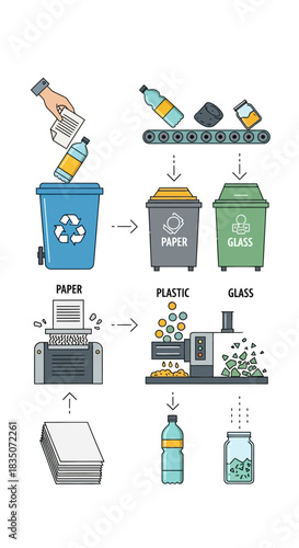 Recycling process sorting waste for reuse.